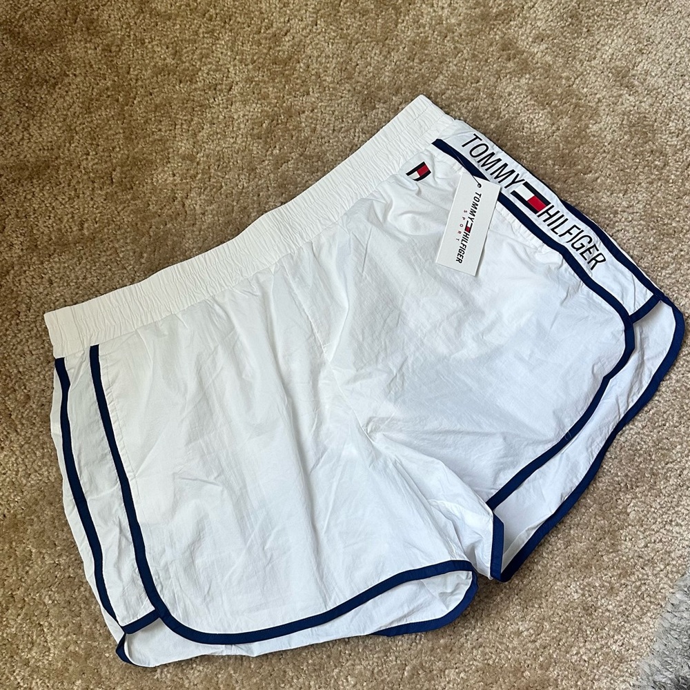 Tommy Hilfiger White Athletic Shorts with Blue Accents